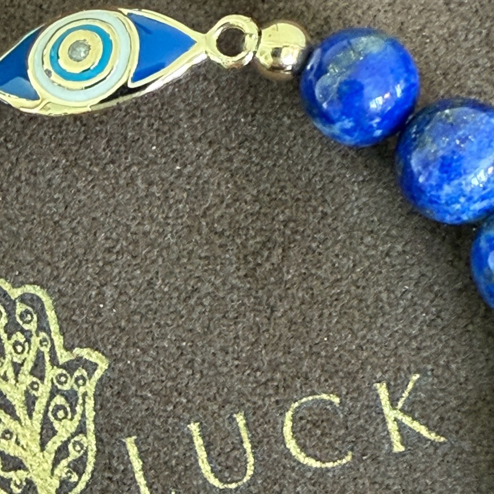 Karma and Luck Blue Beaded Bracelet with Evil Eye Charm - Picture 3 of 3